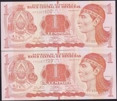 Honduras 1 Lempira 2014 2 Adet Seri Takipli Çil 799 - 800