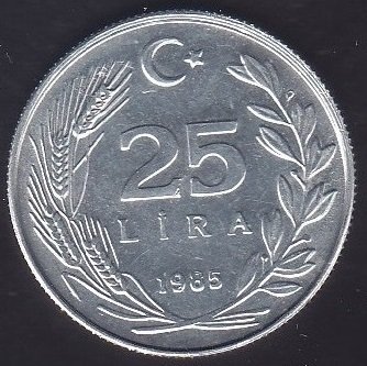 1985 YILI 25 LİRA ÇA-ÇİL eski para mezat