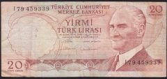 6.Emisyon 4.Tertip 20 Lira I79 459339 Çok Temiz