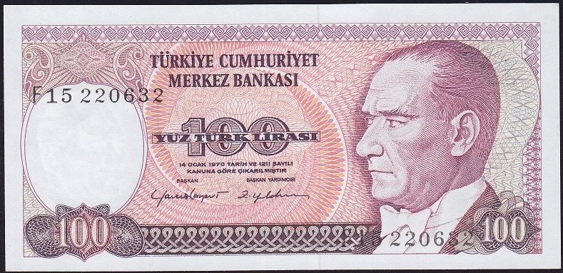 7.Emisyon 2.Tertip 100 Lira F15 220632 Çilaltı Çil