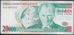 7.EMİSYON 20 000 000 LİRA K50 497575 ÇÇT +