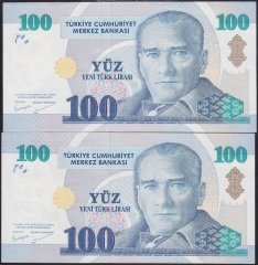 8.EMİSYON 100 YTL C47 213958-59 ÇİLALTI ÇİL SERİ TAKİPLİ 2 ADET