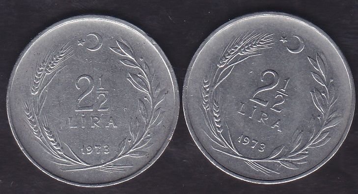 1973 Yılı 2.5 Lira (Ters Düz Takım)