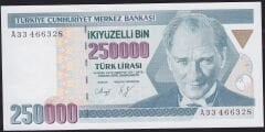 7.Emisyon 1.Tertip 250.000 Lira A33 466328 Çilaltı Çil