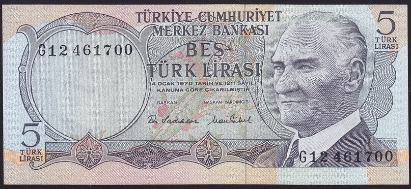 6.Emisyon 2.Tertip 5 Lira G12 461700 Çilaltı