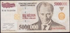 7.Emisyon 5 000 000 Lira K34 711058 Çok Temiz