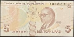 9.Emisyon 1.Tertip 5 Lira A525 595811 Çilaltı Çil
