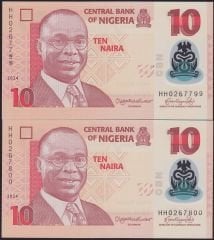 Nijerya 10 Naira 2024 2 Adet Seri Takipli Çil - Polimer 799 - 800