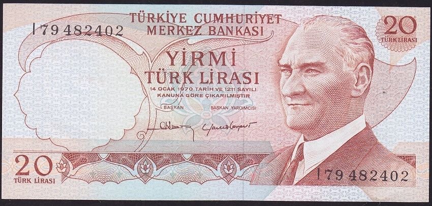 6.Emisyon 4.Tertip 20 Lira I79 482402 Çilaltı