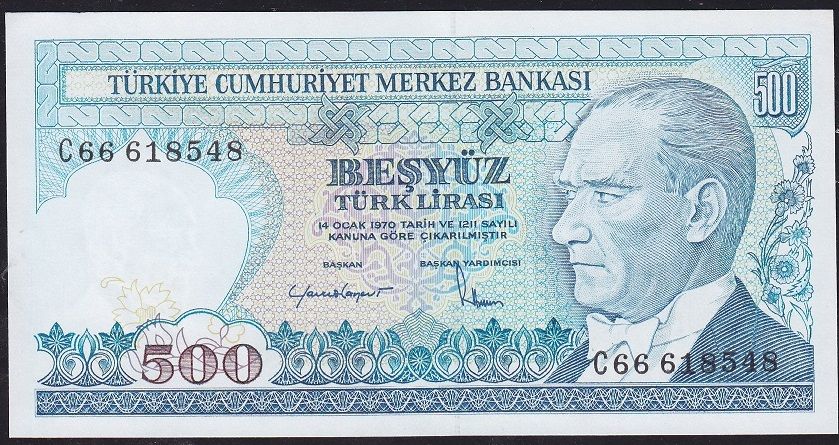 7.Emisyon 2.Tertip 500 Lira C66 618548 Çilaltı Çil