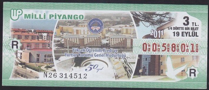 2011 19 EYLÜL ÇEYREK BİLET R SERİSİ