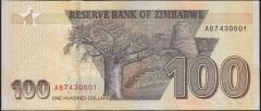 Zimbabwe 100 Dolar 2020 Çilaltı Çil Pick 106