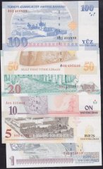 8.EMİSYON 1-5-10-20-50-100 YTL A01 SETİ ÇİL MERKEZ BANKASI FÖYÜNDE