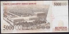 7.Emisyon 5 000 000 Lira J72 091288 Çok Temiz+