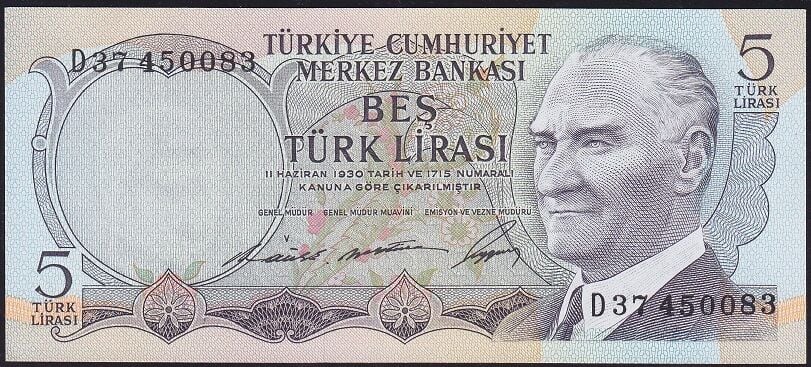 6.Emisyon 1.Tertip 5 Lira D37 450083 Çil