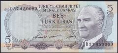 6.Emisyon 1.Tertip 5 Lira D37 450083 Çil