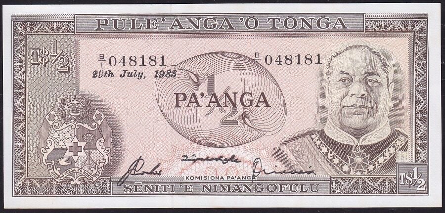 Tonga 1/2 Paanga 1983 Çilaltı Çil Pick 18c ( 8181 )