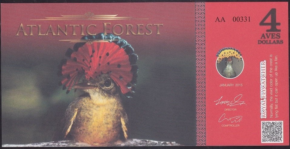 Atlantic Forest 4 Aves Dolar 2015 Çil Fantazi Para