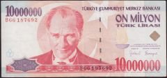 7.Emisyon 10 000 000 Lira B66 187692 Çok Temiz+