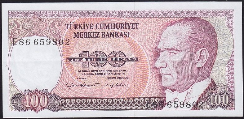 7.Emisyon 2.Tertip 100 Lira E86 659802 Ççt +