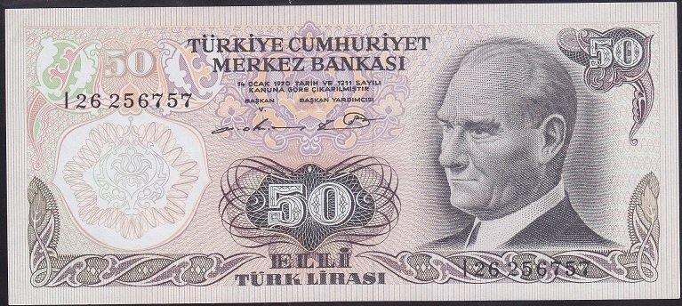 6.EMİSYON 1.TERTİP 50 LİRA I26 256757 ÇÇT +