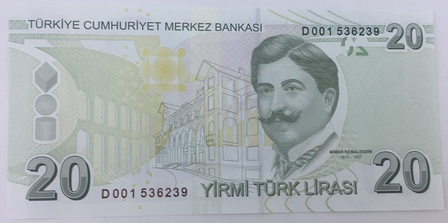 9.EMİSYON 20 LİRA 3.TERTİP D001 536239 ÇİL