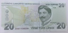 9.EMİSYON 20 LİRA 3.TERTİP D001 536239 ÇİL