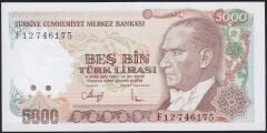 7.Emisyon 3.Tertip 5000 Lira F12 746175 Çil