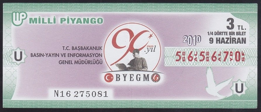 2010 9 HAZİRAN ÇEYREK BİLET
