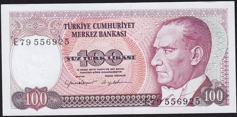 7.Emisyon 2.Tertip 100 Lira E79 556925 Çilaltı