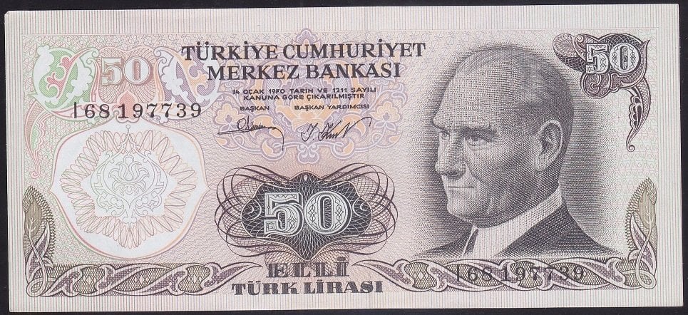 6.EMİSYON 2.TERTİP 50 LİRA I68 197739 ÇİLALTI +