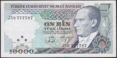 7.EMİSYON 4.TERTİP 10000 LİRA J58 777787 ÇÇT