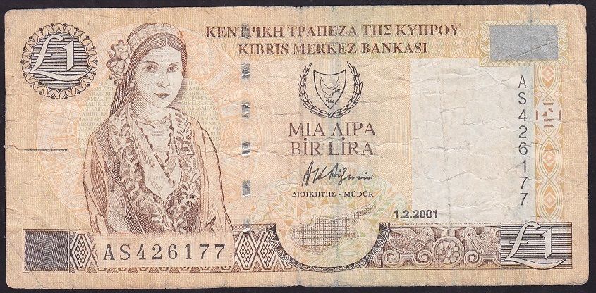 Kıbrıs 1 Lira 2001 Çok Temiz