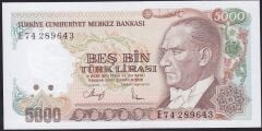 7.Emisyon 3.Tertip 5000 Lira E74 289643 Çil