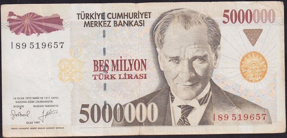 7.Emisyon 5 000 000 Lira I89 519657 Çok Temiz