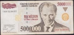7.Emisyon 5 000 000 Lira I89 519657 Çok Temiz