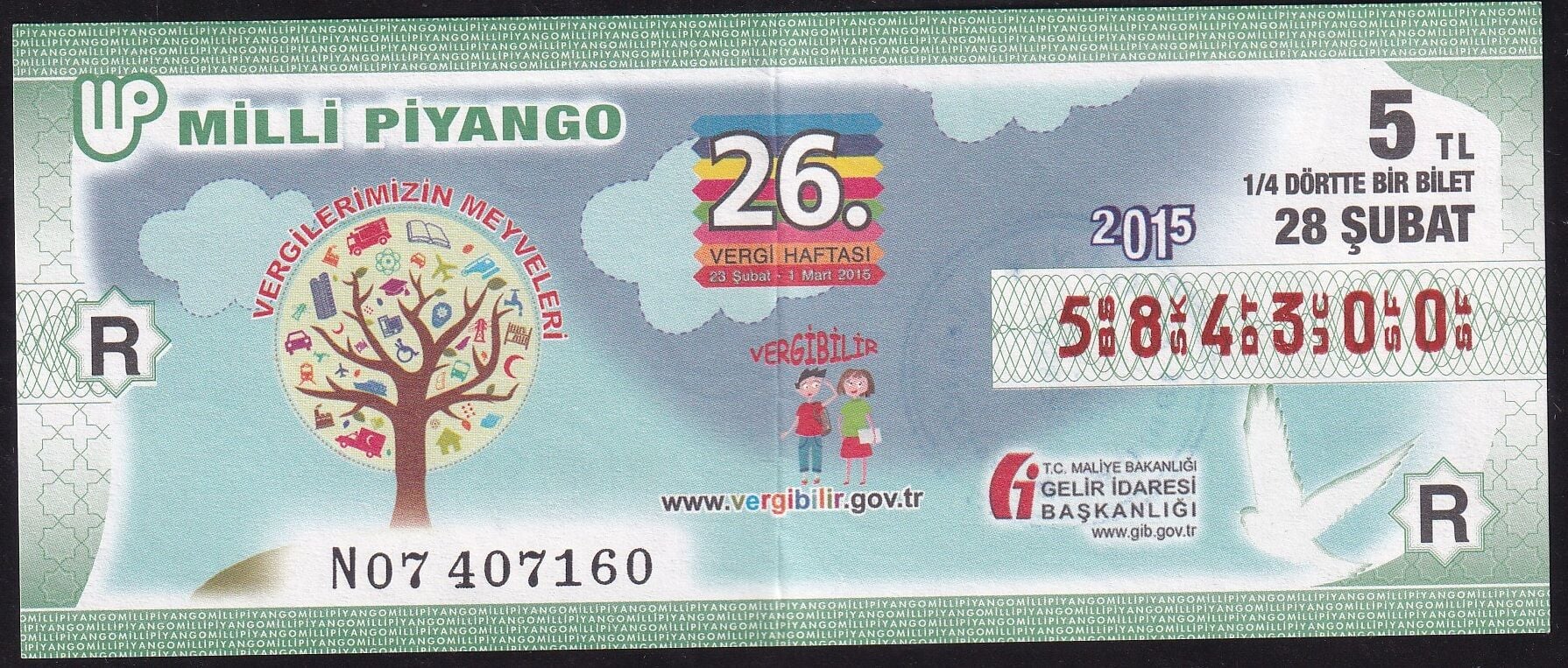 2015 28 Şubat Çeyrek Bilet - R Serisi