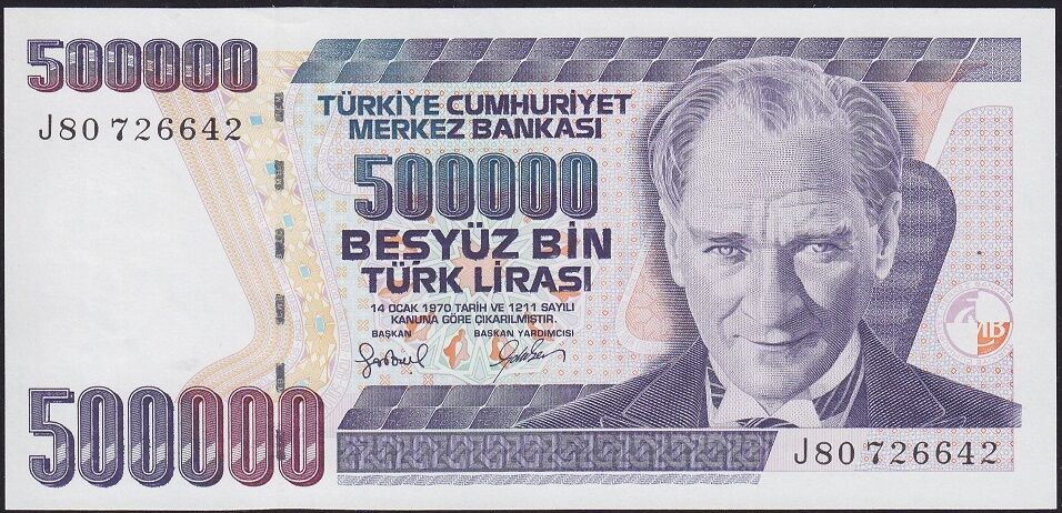 7.Emisyon 4.Tertip 500000 Lira J80 726642 Çil