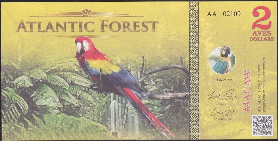 Atlantic Forest 2 Aves Dolar 2015 Çil Fantazi Para