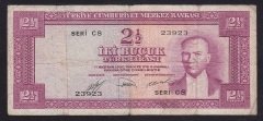 5.EMİSYON 1.TERTİP 2.5 LİRA C8 23923 TEMİZ