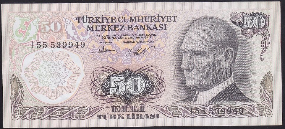 6.EMİSYON 2.TERTİP 50 LİRA I55 539949 ÇÇT +
