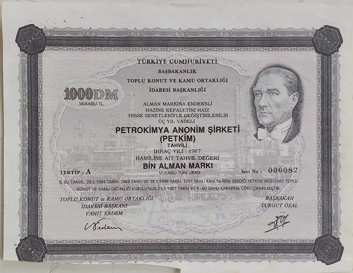 Petkim Hisse Senedi 1000 Mark