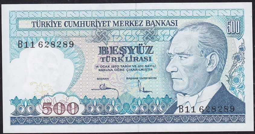 7.Emisyon 1.Tertip 500 Lira B11 628289 Çil