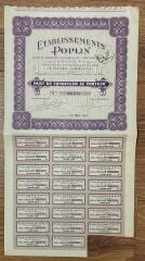 Hisse Senedi - ETABLİSSEMENTS POPLİN 1923 ( 42 X 22 cm )