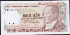 7.Emisyon 2.Tertip 5000 Lira C40 631752 Çilaltı Çil