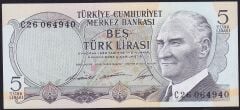 6.Emisyon 1.Tertip 5 Lira C26 064940 Çilaltı