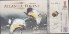 Atlantic Forest 1 Aves Dolar 2015 Çil Fantazi Para