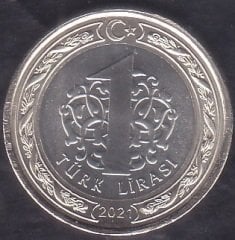 2021 Yılı Gaziantep Gazilik Ünvanının 100. Yılı Bimetal Tedavül 1 Lira Çil - Düz