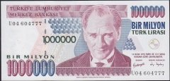 7.Emisyon 3.Tertip 1 000 000 Lira U04 604777 Çil
