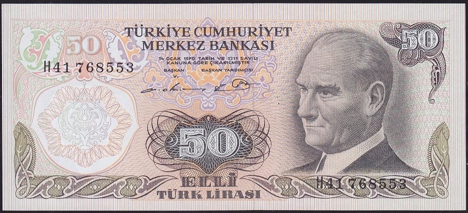 6.Emisyon 1.Tertip 50 Lira H41 768553 Çil